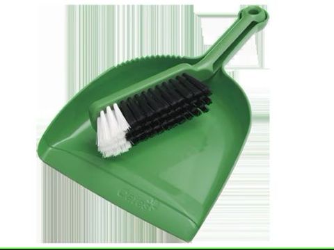 OATES DUSTPAN SET PLASTIC GREEN
