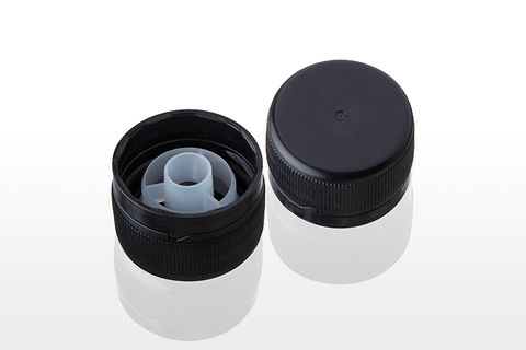 Sample of PP28 Tamper Evident Caps Black with 20.0mm Pouring Ring