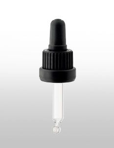 Sample of TE III Pipette Black, 0.7ml TPE Bulb, Glass Stem (for 10ml Orion Bottle 63mm)