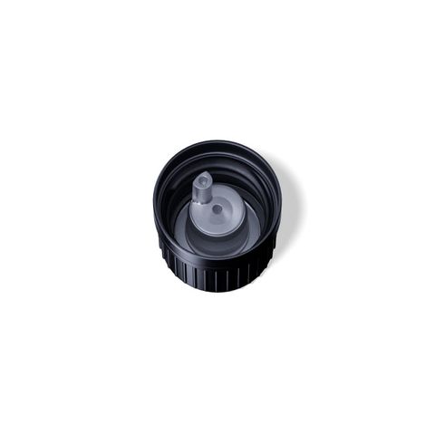 Screw cap with vertical dropper 1.0mm DIN18 Black Tamper Evident  (ribbed wall)