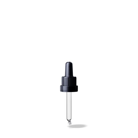 TE III Pipette Black, 0.7ml TPE Bulb, Glass Stem (for 10ml Orion Bottle 63mm)