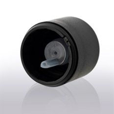 Screw cap with vertical dropper 1.0 mm DIN18 Black Tamper Evident (smooth wall)