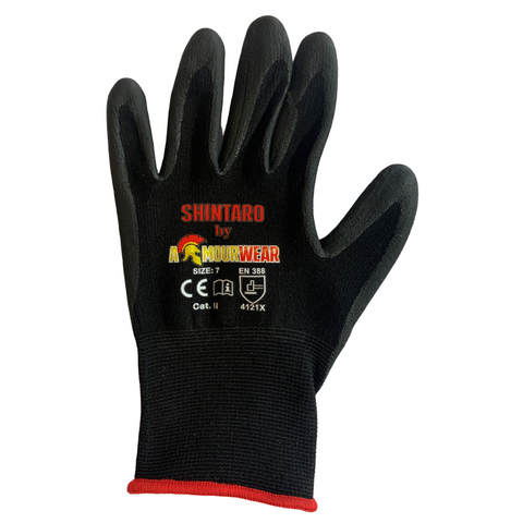 GLOVES ARMOURWEAR SHINTARO NITRILE FOAM PCOAT BLK -7 PAIR