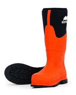 GUMBOOT BISON NEO RUBBER/NEOPRENE SAFETY OR/BLK (MBBISONR)