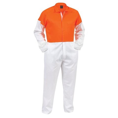WORKWEAR BISON WK/ZONE OVERALL FOOD INDUSTRY L/W HI-VIS ZIP W/OR (FONPCLW) 76R