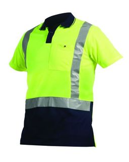 WORKWEAR BISON POLO HIVIS D/N TAPED YEL/NA (PNBPO)