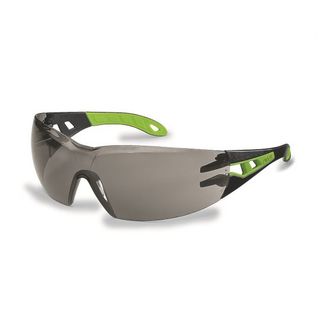 EYEWEAR UVEX PHEOS SAFETY SPEC GREY LENS 23% FRAME BLACK/GREEN