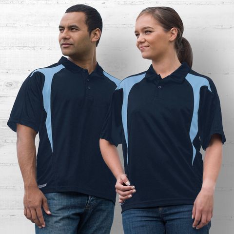 WORKWEAR DRI GEAR SPLICED ZENITH POLO BLACK/ROYAL BLUE EA