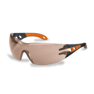 EYEWEAR UVEX PHEOS SAFETY SPEC BROWN SCT LENS FRAME BLACK/ORANGE