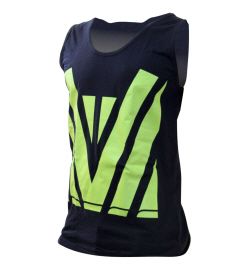 HI VIS SINGLET WITH STRIPES YELLOW/NAVY