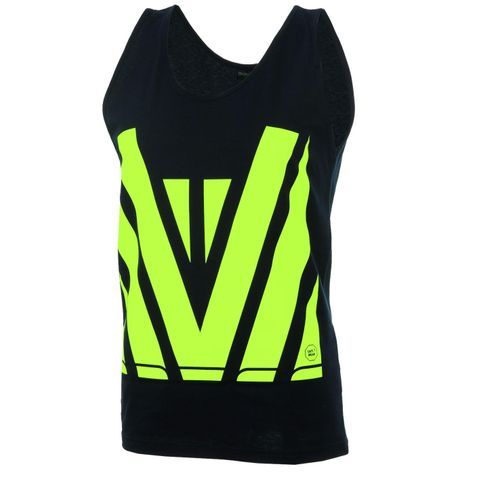 HI VIS SINGLET WITH STRIPES YELLOW/BLACK