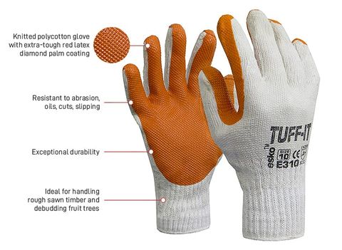 GLOVES ESKO TUFF-IT ORANGE PALM MASONRY LATEX GRIP ONE SIZE