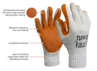 GLOVES ESKO TUFF-IT ORANGE PALM MASONRY LATEX GRIP ONE SIZE