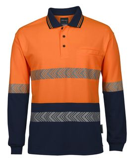 CLOTHING JBS WEAR HIVIS L/S SEGMENTED TAPE POLO OR/NA EA