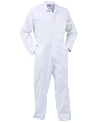 WORKWEAR BISON WK/ZONE OVERALL FOOD INDUSTRY L/W P/C ZIP WHITE (FONPCLW) 76R