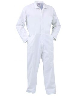 WORKWEAR BISON WK/ZONE OVERALL FOOD INDUSTRY L/W P/C ZIP WHITE (FONPCLW) 76R
