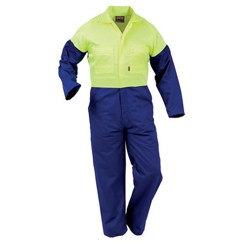 WORKWEAR BISON WORKZONE OVERALL HVIS DAY ONLY ZIP ROY/YEL (DOPPC) 80R