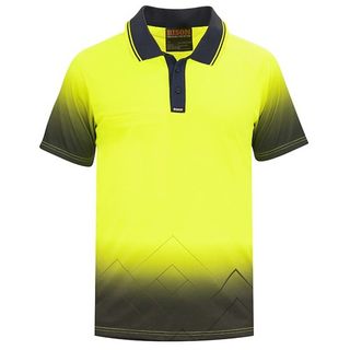WORKWEAR BISON HIVIS POLO MOUNTAIN DESIGN 150 GSM YELLOW S/S EA