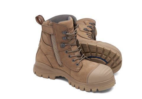 BLUNDSTONE PREMIUM NUBUCK ZIP SIDED LACE UP STONE PAIR