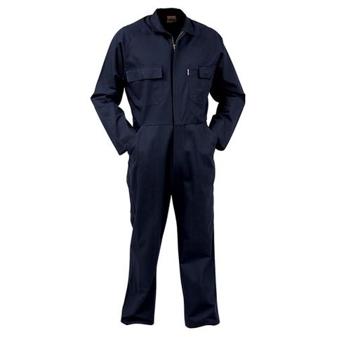 WORKWEAR BISON WORKZONE OVERALL COTTON 300GSM ZIP NAVY (COZCO) 72R