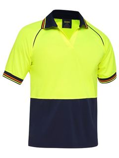 WORKWEAR BISLEY TWO TONE HIVIS V-NECK POLO S/S EA