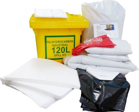 QSI HELP-IT HYDROCARBON SPILL KIT 120L WITH WHEELIE BIN