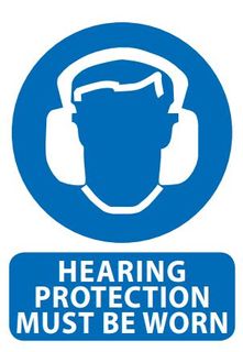 SIGN QSI HEARING PROTECTION MUST BE WORN PVC 240mm x 340mm EA