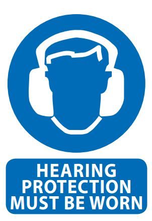 SIGN QSI HEARING PROTECTION MUST BE WORN PVC 240mm x 340mm EA