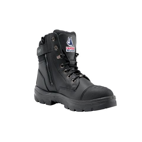 BOOT STEEL BLUE SOUTHERN CROSS ZIP SIDE BLACK