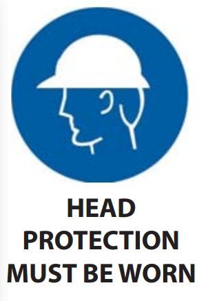 SIGN QSI HEAD PROTECTION MUST BE WORN PVC 240mm x 340mm EA