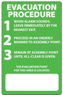 SIGN QSI EVACUATION PROCEDURE PVC 240mm x 340mm EA