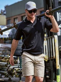 WORKWEAR COOL MESH POLO WITH REFLECTIVE PIPING BLACK