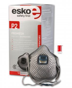 RESPIRATORY PROMESH P2 VALVED MASK CARBON BX 12