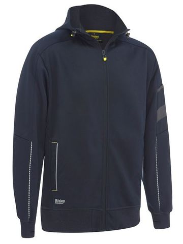 WORKWEAR BISLEY ZIP FRONT WORK FLEECE HOODIE NAVY