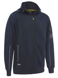 WORKWEAR BISLEY ZIP FRONT WORK FLEECE HOODIE NAVY