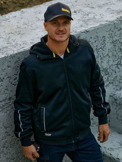 WORKWEAR BISLEY ZIP FRONT WORK FLEECE HOODIE BLACK