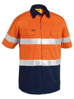 WORKWEAR BISLEY 3M TAPED TWO TONE HI VIS LIGHTWEIGHT S/S SHIRT
