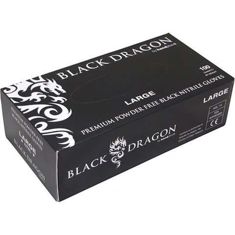 GLOVES BLACK DRAGON NITRILE GLOVES ÃƒÂ¢Ã¢â€šÂ¬Ã¢â‚¬Å“ BLACK POWDER FREE (BOX/100)