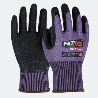 GLOVES SAFETY MATE NXG CUT D GRIP PURPLE LATEX PAIR SIZE 7