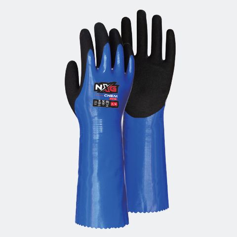 GLOVES SAFETY MATE NXG CHEMICAL GLOVE BLUE/BLACK (M) PAIR