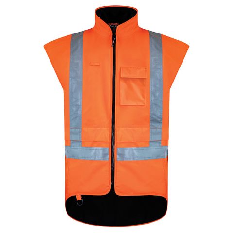VEST/RAIN INDEPENDENT TRAFFIC EMB x2 NAMED ORANGE