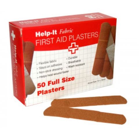 FIRST AID HELP-IT PLASTERS FABRIC 50 PACK EA
