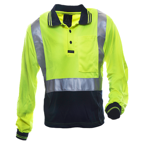 HIVIS POLO L/SLEEVE D/N + LOGO