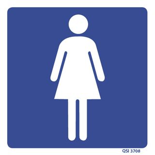 SIGN QSI LADIES TOILETS PVC 180mm x 180mm EA