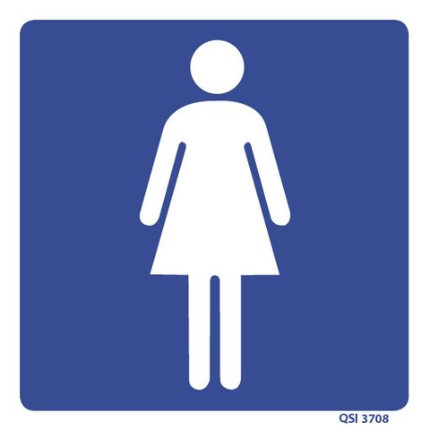 SIGN QSI LADIES TOILETS PVC 180mm x 180mm EA