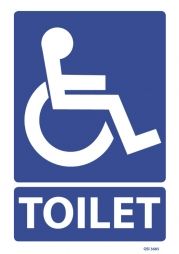 SIGN QSI DISABLED TOILETS PVC 240mm x 340mm EA