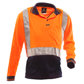 WORKWEAR SAFE-T-TEC POLO HI VIS L/SLEEVE D/N OR/NA