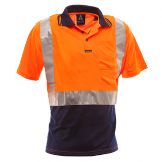 WORKWEAR SAFE-T-TEC HIVIS S/S TAPED POLO OR/NA