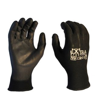 GLOVES SAFE-T-TEC EXTRA FLEX LITE BLACK PU COATED PALM PAIR
