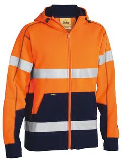 WORKWEAR BISLEY TAPED HIVIS FLEECEHOODIE